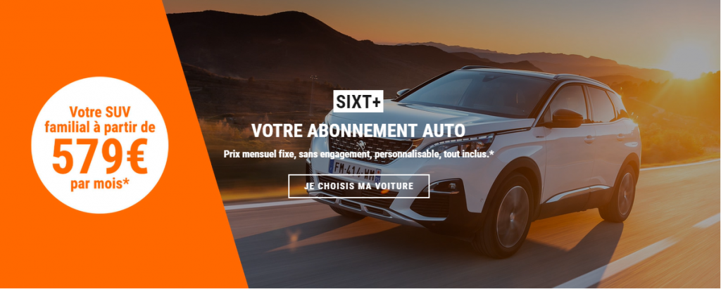 Suv familial blanche abonnement auto Sixt +