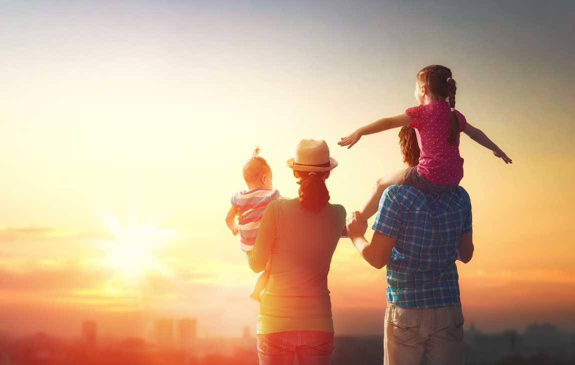 Family couché de soleil