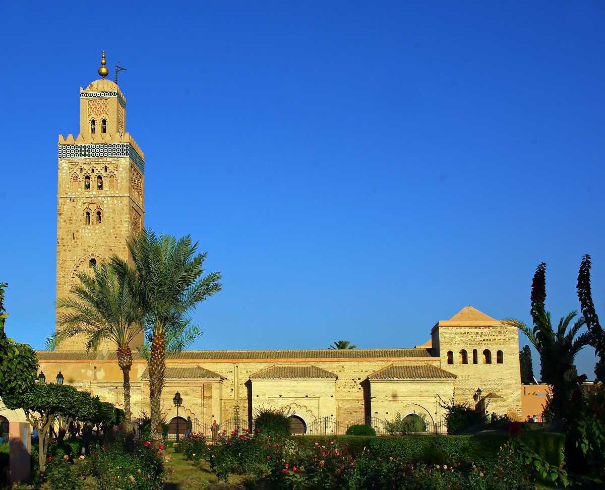 Le minaret de la mosquée Koutoubia, à Marrakech, au Maroc.